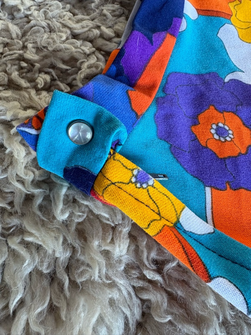 Women’s Vintage 70s Handmade Geo Flower Print Retro Skirt - Picture 6 of 9